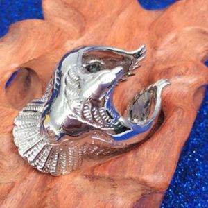 925 stamped silver eagle adjustable ring